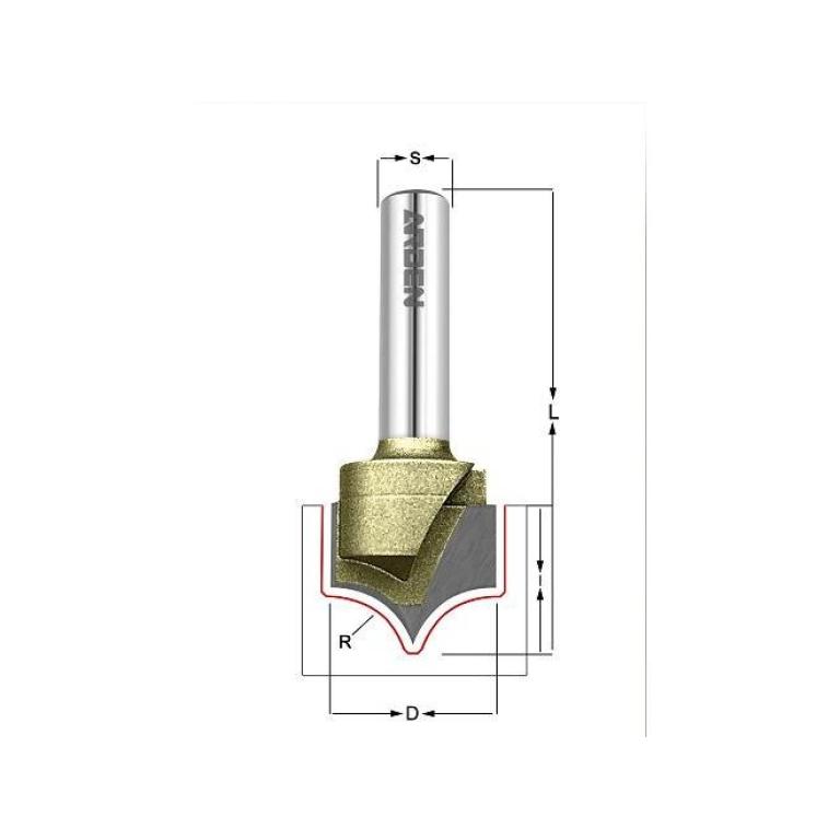 Фреза скругление Z=2 R=3.175 D=6.35x7x45 S=8 PROCUT 225821P 2