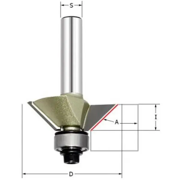 Фреза для снятия фаски 15гр. (нижний подшипник) Z=2 D=17.2x9.53x53 S=8 ARDEN 156821 1