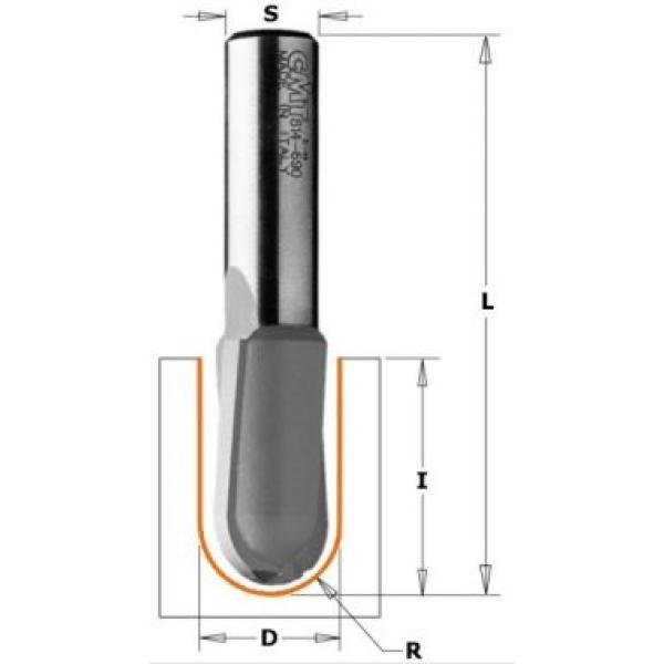 Фреза концевая CMT с радиусным торцом D=9,5 I=6,4 S=8,0 R=4,75 2