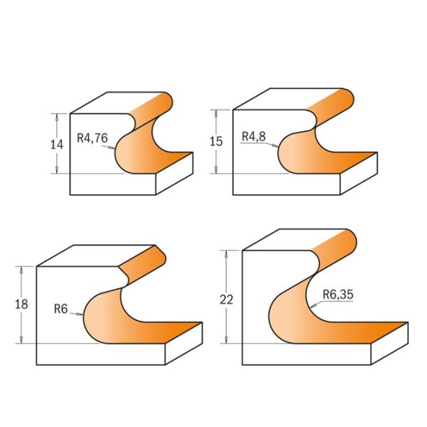 Фреза концевая CMT профильная D=47,6 I=28,5 S=12,0 R=6,35 2