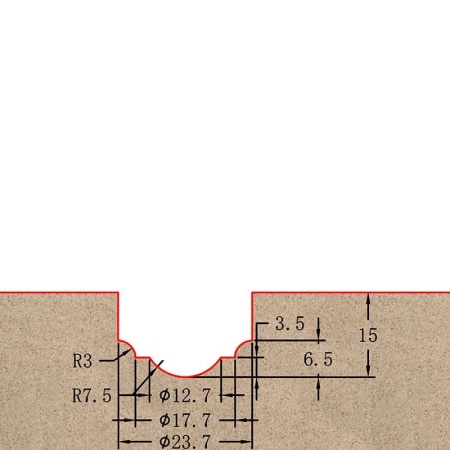 Фреза профильная для фасадов D23.7xH15xL60 S=12 GREENCUT BX11075 4